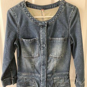 Free People Short Denim Romper Jumpsuit